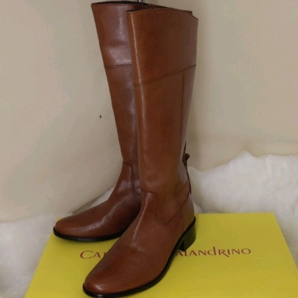 NWT Catherine Malandrino Brown Leather Riding Boot